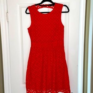 red, short cocktail dress.